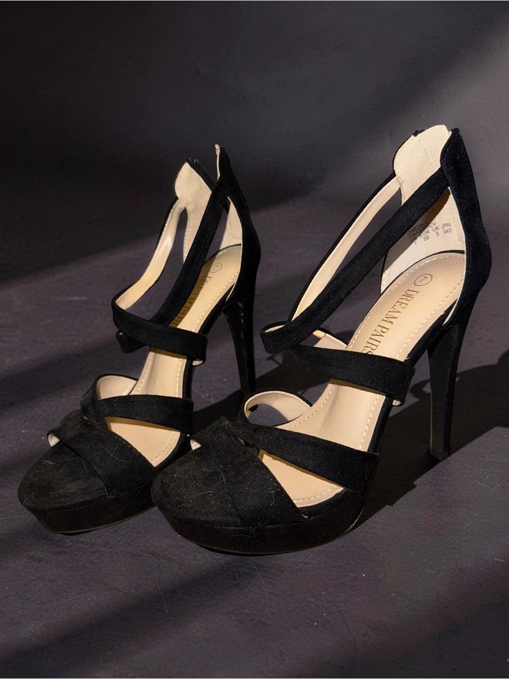 Dream Pairs Black Strappy Platform Stiletto Heels
